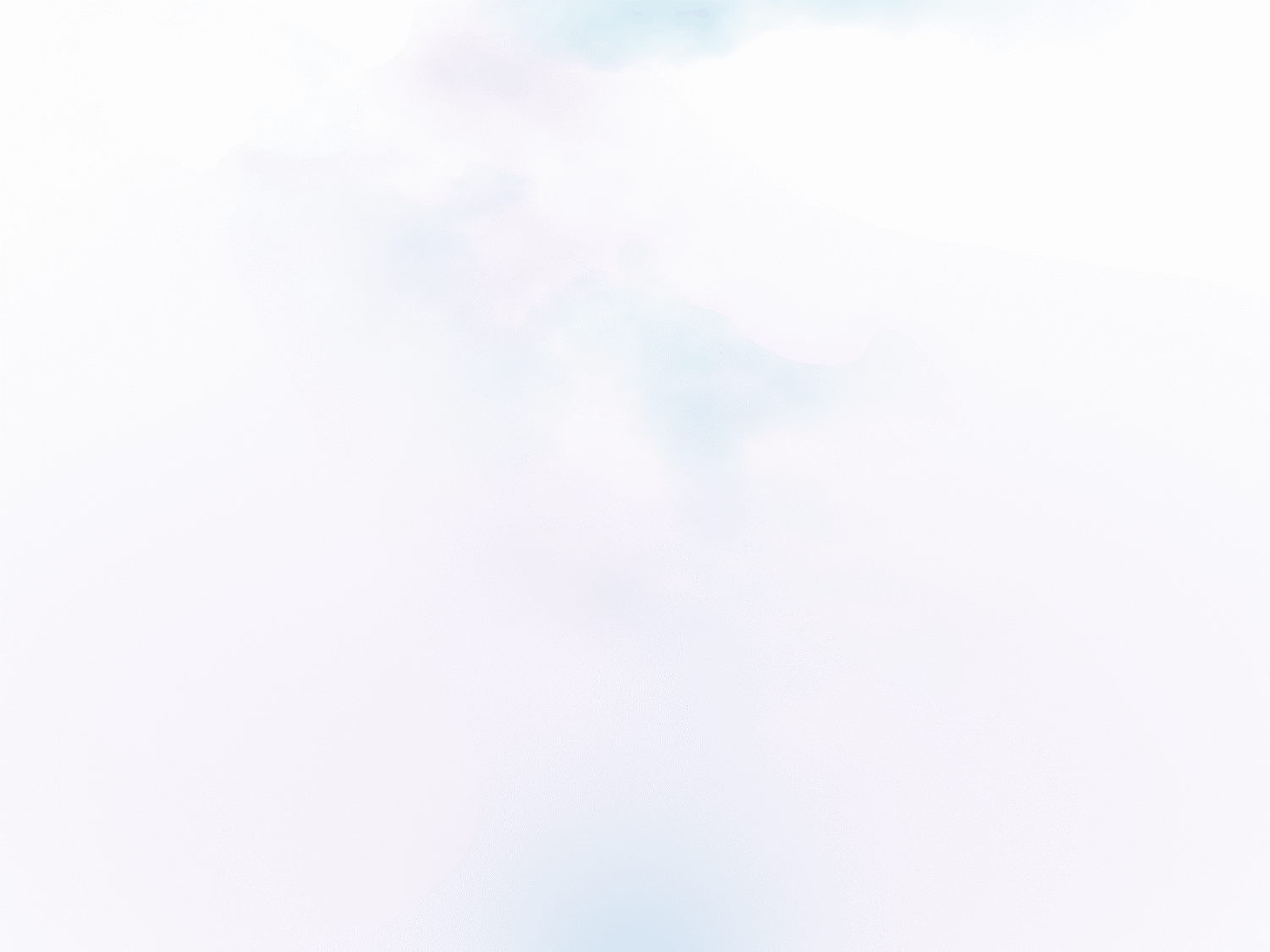 Two columns of incense smoke rising against a pale ground, one lavender and one cyan.